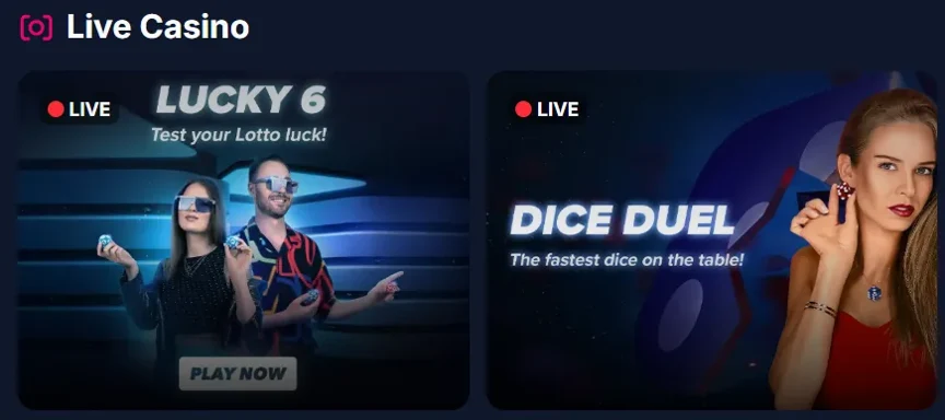 Kasyno na żywo Lukkly: Lucky 6 i Dice Duel